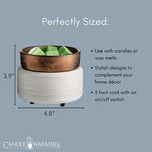 Candle Warmers ETC 2-in-1 Candle and Fragrance Warmer for Warming Scented Candles or Wax Melts and Tarts with to Freshen Room, Whitewashed Bronze - style: Whitewashed Bronze