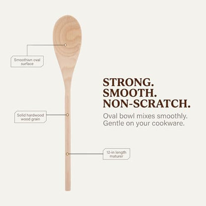 KEILEOHO 12PCS 12 Inch Wooden Spoons for Cooking, Long Handle Wooden Mixing Spoon, Wooden Kitchen Utensil for Cooking, Kitchen Stirring and Crafting