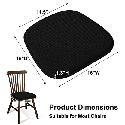 Shinnwa Dining Chair Cushions 4 Pack, Non Slip Indoor Chair Pads, U-Shaped Kitchen Seat Cushions, Set of 4, 15 x 16 Inches, Black - color: Black