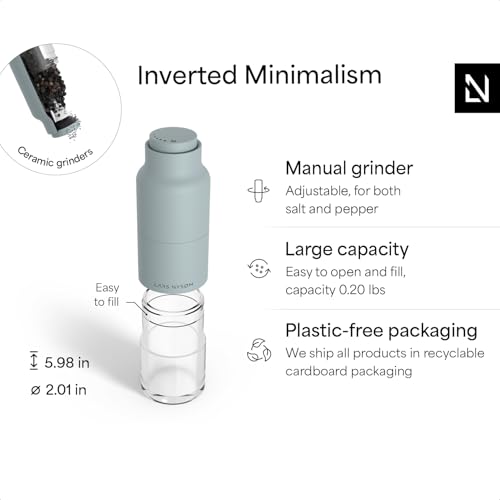 LARS NYSØM Salt and Pepper Grinder Set, Stainless Steel Manual Salt and Pepper Mills, Adjustable Ceramic Grinder, Design Spice Shakers (Sky Blue) - color: Sky Blue