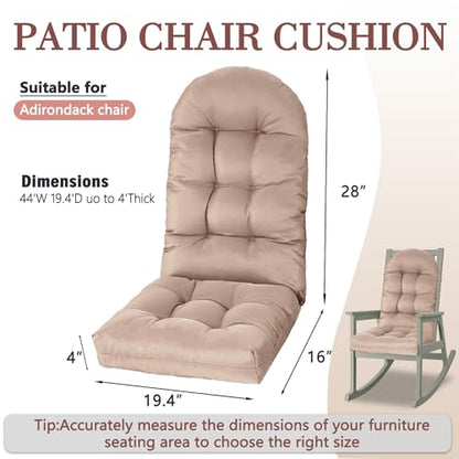 Yddsky Adirondack Chair Cushion, Rocking Cushions 44x19.4x4 inch, High Back Patio Recliner Cushion of Upper and Lower with Ties, Sunscreen and Fade-Resistant Khaki,2 - color: Khaki