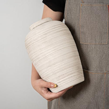 10 Inch Large Ceramic Vase Farmhouse Style Pottery Flower Vase | Handcrafted Rustic Ceramic Vase,Cream Ceramic Vase,Ceramic vases,Farmhouse Vase for Shelf, Living Room - color: E- 10"-retro