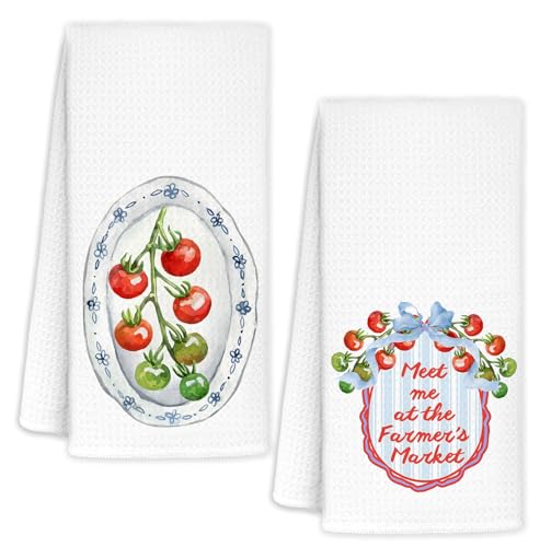 Tomato Kitchen Towels Set of 2, Italian Tomato Dish Tea Towels for Kitchen, Tomatos Decor Hand Towels for Bathroom, Tomatos Gifts, 16x24 Inch - color: Tomato