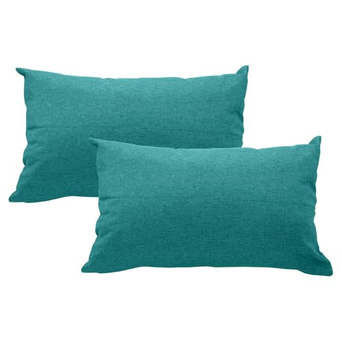 Linen Throw Pillow Covers Set of 2, Soft Neutral Textured Cushion Covers,Decorative Farmhouse Boho Pillowcases for Sofa Couch Living Room Bedroom Decor(Teal 24 * 28") - color: Teal, size: 28" x 24" (Pack of 2)