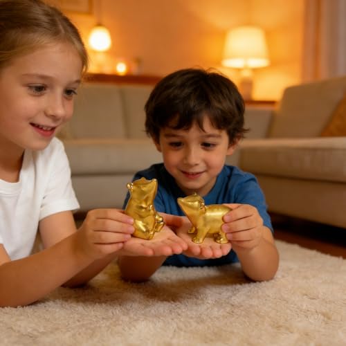 Golden Bear Figurines, 2.5“-3" H Nordic Home Decor Sculptures, Matte Golden Animal Statues Shelf Accent, Small Cute Tabletop Ornament for Room Coffee Table Office, Decoration Gift - Set of 2 - style: Golden Bears