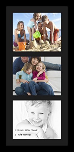 ArtToFrames Collage Photo Frame Single Mat with 3-8x10 Openings with Satin Black Frame and Black mat. - color: 3 - 8x10 - (2156), size: Black