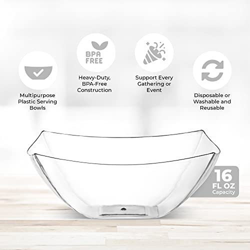 4 Pack Disposable Clear Plastic Serving Bowls Square Party & Candy 16oz | Square Design. Disposable Party Tableware. Salad, Fruit & Candy Use. Candy Buffet Containers. Clear Plastic. - color: Clear, size: 16 OUNCE