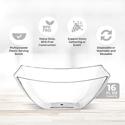 4 Pack Disposable Clear Plastic Serving Bowls Square Party & Candy 16oz | Square Design. Disposable Party Tableware. Salad, Fruit & Candy Use. Candy Buffet Containers. Clear Plastic. - color: Clear, size: 16 OUNCE
