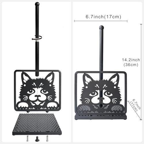 Paper Towel Holders Countertop - Paper Towel Holder Standing - Animal Paper Towel Holder Decorative Paper Towel Holders - Metal Paper Towel Holder Square Base (Cat) - color: Cat(matte Black)
