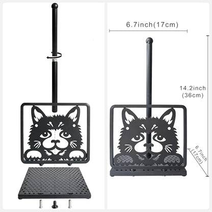 Paper Towel Holders Countertop - Paper Towel Holder Standing - Animal Paper Towel Holder Decorative Paper Towel Holders - Metal Paper Towel Holder Square Base (Cat) - color: Cat(matte Black)