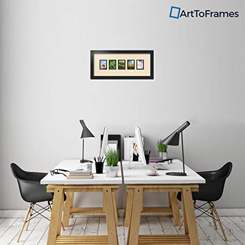 ArtToFrames Collage Photo Frame Double Mat with 5-2.5x3.5 Openings with Satin Black Frame and French Creme mat. - color: French Creme, size: 2.5x3.5