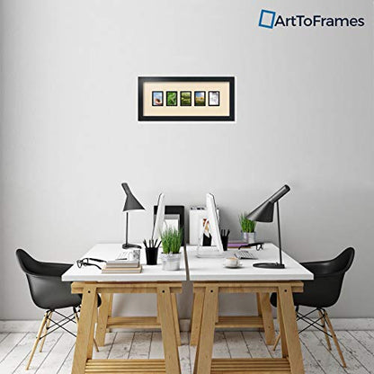 ArtToFrames Collage Photo Frame Double Mat with 5-2.5x3.5 Openings with Satin Black Frame and French Creme mat. - color: French Creme, size: 2.5x3.5