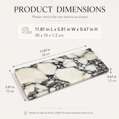 Calacatta Viola Marble Vanity Tray, 12 x 6 Inch | Natural marble for perfume, soap dispensers, jewelry, keys and candles; flat rimless 11.8 x 5.9 in tray, one piece included. - color: Slap 30x15cm