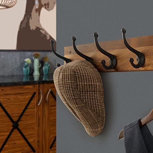 WEBI Rustic Coat Rack Wall Mount,35.43" Long 8 Cast Iron Coat Hooks Wall Mounted,Heavy Duty Wall Coat Hanger Hooks for Hanging Coats,Clothes,Brown,2 Packs - color: Brown, size: 35 Inch(2 Packs)