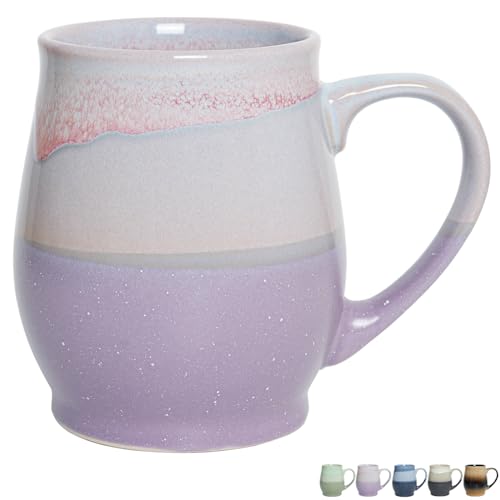 Bosmarlin Extra Large Ceramic Coffee Mug, 25 Oz, Dishwasher and Microwave Safe, Oversized Big Tea Cup for Office and Home, Reactive Glaze (Purple) - color: Purple
