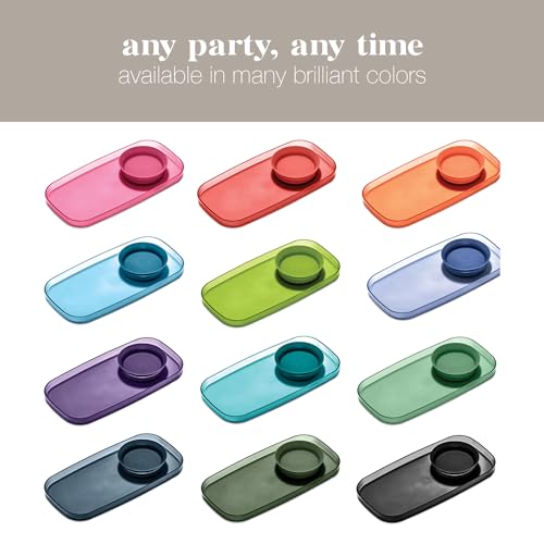 madesmart Dipware Small Reusable Serving Tray for Appetizers and Snacks, Food-Safe Small Appetizer Serving Platter with Removable Dip Bowl, Ocean (Pack of 6) - color: Translucent Ocean, size: Small (Pack of 6)