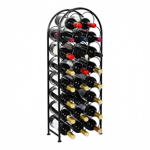 23 Bottles Arched Freestanding Floor Metal Wine Rack Wine Bottle Holders Stands, Black - color: Black, size: 23 Bottles