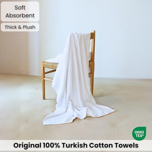 SALBAKOS Luxury 100% Turkish Cotton Bath Sheet 40x80 in (1-Piece, White) | Extra Large Jumbo Oversized Bathroom and Beach Towel, Super Soft Highly Absorbent Thick Premium Hotel Quality, Made in Turkey - color: White, size: Jumbo Bath Sheet