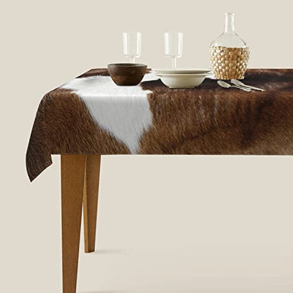 Worltoldb Cow Tablecloths Polyester Table Cloth for Kitchen Dinning Table Washable Table Cover for Parties Wedding Picnic - color: White10