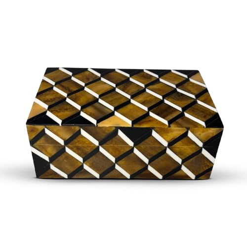 Perilla Home Home Decor Decorative Storage Wooden Box Small Ulhas Organizer Tool Stash Card Craft Trinket Memory Keepsake Jewelry Box for Men and Women, Gifts For All, Brown, Black and Off White - color: Brown, Black and off white Ulhas