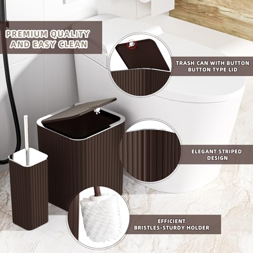 XLHOMO 26PC Bathroom Accessories Set - Gorgeous Brown Bathroom Set, Bathroom Accessory Set, Shower Curtain Set with Bathtub Mats for Shower Tub, Trash Can & Soap Dispenser - size: Bath Set+Bathtub Mat+Shower Curtain&Rugs, style: Brown&Silver
