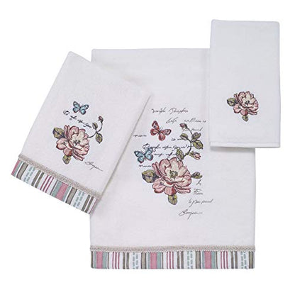 Avanti Linens - 3pc Towel Set, Soft & Absorbent Cotton Towels (Butterfly Garden Collection) - size: 3 Pack Towels