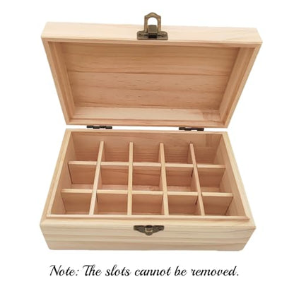 Anktily Unfinished Wooden Storage Organizer Box with Lid, Unpainted Wood Case Box for Small Keepsakes, Jewellery, Tea Bag Holder Case (15 Grids) - style: 15 Grids