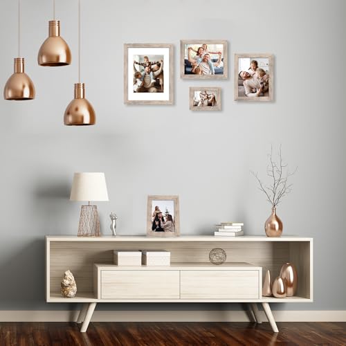iRahmen 4x6 Picture Frame Set of 4, High Definition Real Glass Smoke Gray Frame, 4 x 6 Wood Photo Frames for Tabletop Display and Wall Mounting - color: Smoke Gray, size: 4X6