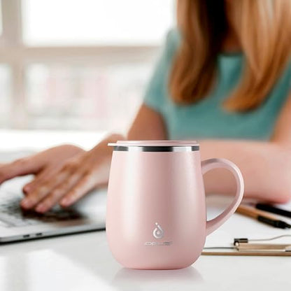 Ideus 16 oz Insulated Coffee Mug with Handle and Lid, Double Wall Stainless Steel Vacuum Thermal Coffee Mug, Travel Coffee Cup Thermal Cup for Home and Office (Sakura Pink 2.0, FUJI DAWN) - color: Sakura Pink 2.0