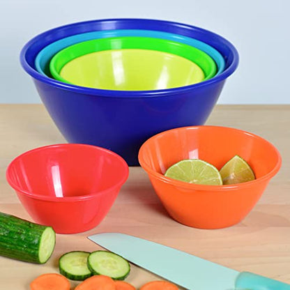 Youngever 5 Pack 80 Ounce Plastic Bowls, Reusable Snack Bowls, Fruit Bowls, Serving Bowls, Lightweight and Durable - color: Teal