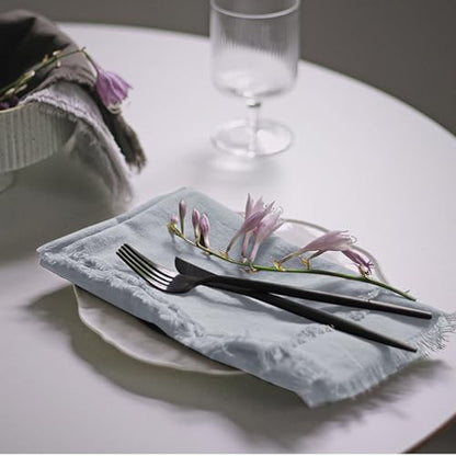 Handmade Cloth Napkins 100% Cotton Napkins with Fringe，Delicate Handmade Cloth Napkins for Dinners, Parties, Weddings and More，18 x 18 Inch Set of 4 - Light Grey - color: Light Gray