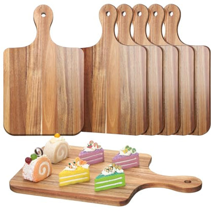 Didaey 6 Pcs Cutting Board Bulk Kitchen Thicken Chopping Platter with Handles Wooden Charcuterie Serving Trays Blank Wood Boards for Engraving Wedding Housewarming(Acacia Wood,16 x 10 Inch) - size: 16 x 10 Inch