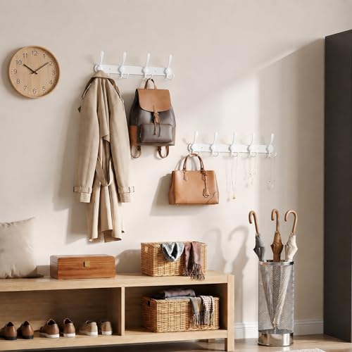YUNISS Coat Rack Wall Mounted，5 Tri Stainless Steel Coat Hook for Coat Hat Robes Towel in Mudroom Entryway (White, 1 Pack 5 Hook) - color: White, size: 1 Pack 5 Hook