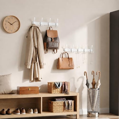 YUNISS Coat Rack Wall Mounted，5 Tri Stainless Steel Coat Hook for Coat Hat Robes Towel in Mudroom Entryway (White, 1 Pack 5 Hook) - color: White, size: 1 Pack 5 Hook