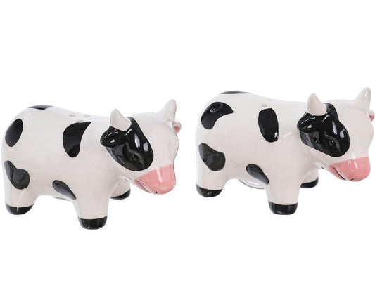 The Bridge Collection Country Cow Salt and Pepper Shakers | Hand-Painted Rustic Dairy Cows Farmhouse S&P Set for Functional Country Kitchen Decor