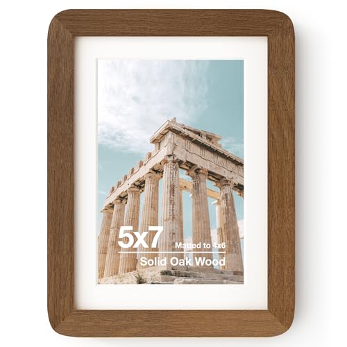 5x7 Solid Oak Wood Photo Frame | 5x7 Picture Frame With Mat For 4x6 | Plexiglas And Hanging Hardware Included | Walnut Wood (1 Pack) - color: Walnut, size: 5''x7''-1P