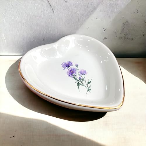 September Aster Flower Ring Dish-Purple Floral Jewelry Dish for Hippie,Nature,Pace-Birth Flower for Mom,Mother-in-law,Step Mom,Godmother,Aunt,Grandma,Sister,Friend-Floral Birthday Gifts - style: 9 - September (Aster)