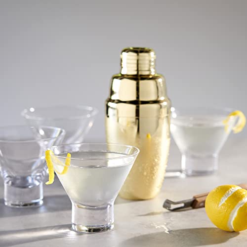 Viski Crystal Stemless Martini Glasses - Fun Cocktail Glasses, Crystal Clear Coupe Glass Gift Set, 7.5 oz, Martini Glasses Set of 4 - style: Stemless Martini Glasses