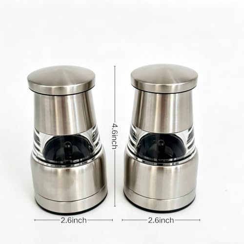 Salt and Pepper Grinder Set, Stainless Steel Manual Salt Grinder, Pepper Grinder, Visible Adjustable Ceramic Grinding Rotor, 2 Packs Set 4.6 inch Each - size: S 4.6inch