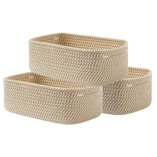 KALLAX Small Woven Storage Basket for Organizing, 12 x 8 x 4.5 inch, 3 Pack | Shelf baskets for closet organization, toy storage and home decor, Perfect as empty gift baskets for holidays, Brown - color: Brown, size: 12"L x 8"W x 4.5"H