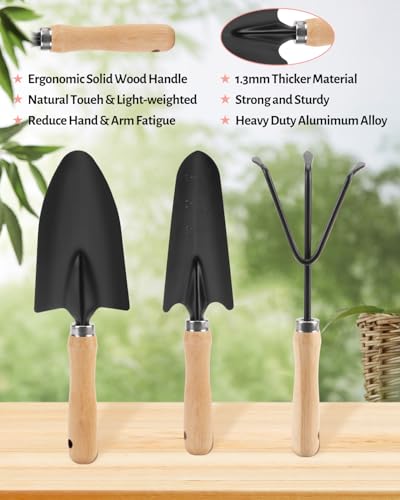 5 Piece Pink Gardening Tool Set for Women | Floral Garden Bag, Garden Tool Kit, Gifts for Wife - style: 5-Piece Pink With Bag