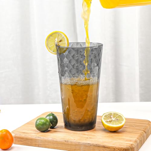 BPA-Free Plastic Tumblers 8 Pack (8x22oz) | Reusable Dishwasher Safe | Stackable Shatterproof Cups | Plastic Drinkware & Drinking Tumblers for Restaurant, Home, Party - color: Gray, size: 8-Pack
