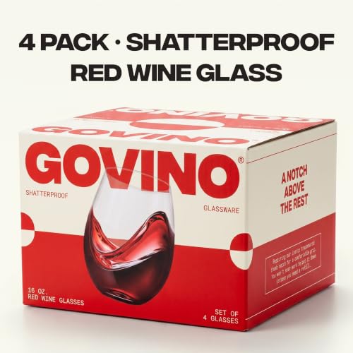 GOVINO Unbreakable Plastic Wine Glasses - Stemless Shatterproof Tritan Glassware, Fancy Cups That Look Like Glass, 16oz, Set of 4 - size: 4 Count (16 oz)