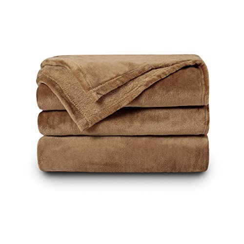 NANPIPER Fleece Blankets Super Soft Flannel King Size Blanket for Bed Luxury Cozy Microfiber Plush Fuzzy Blanket,Coffee Brown - color: Coffee Brown, size: King