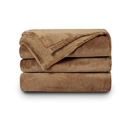 NANPIPER Fleece Blankets Super Soft Flannel King Size Blanket for Bed Luxury Cozy Microfiber Plush Fuzzy Blanket,Coffee Brown - color: Coffee Brown, size: King