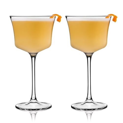 Viski Raye Sour Glasses, Whiskey Sour Glasses, Stemmed Cocktail Glasses, Crystal Cocktail Glassware 7.5oz Set of 2 - style: Whiskey Sour Glasses