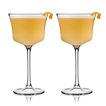 Viski Raye Sour Glasses, Whiskey Sour Glasses, Stemmed Cocktail Glasses, Crystal Cocktail Glassware 7.5oz Set of 2 - style: Whiskey Sour Glasses