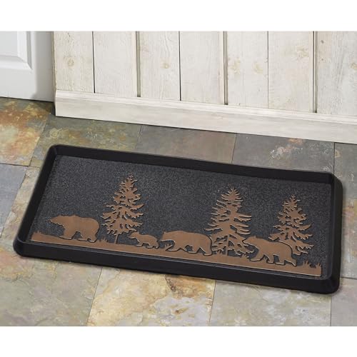 HF by LT Bears Rubber Boot Tray, 32 x 16 inches, One-Piece Seamless Construction, Durable Vulcanized Rubber, Year Round Use Indoors/Outdoors, Black with Brushed Copper - color: Bears