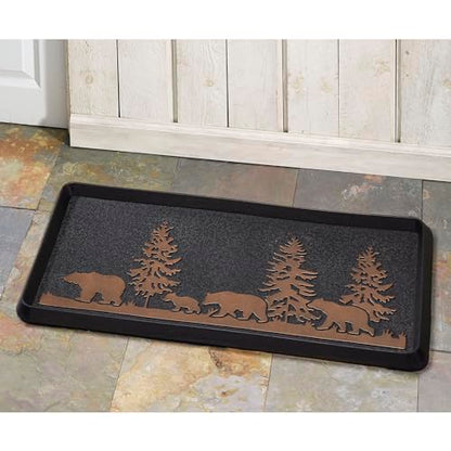 HF by LT Bears Rubber Boot Tray, 32 x 16 inches, One-Piece Seamless Construction, Durable Vulcanized Rubber, Year Round Use Indoors/Outdoors, Black with Brushed Copper - color: Bears
