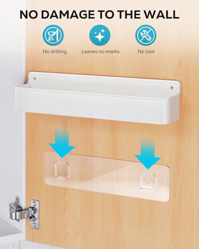 Nieifi Spice Rack Wall Mount, 4 Pack White, 2" Depth, Screw/Adhesive | Wall-Mounted with Removable Hooks Saves Counter Space, Fits 2" Deep Jars, Ideal for Kitchen Cabinets, Pantry Doors, and RVs - color: White
